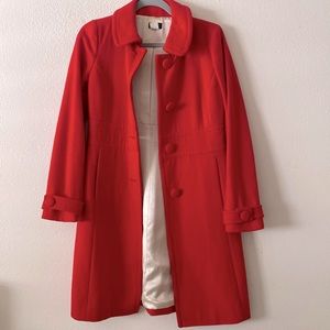 Jcrew Womens bright red pea coat size 0
